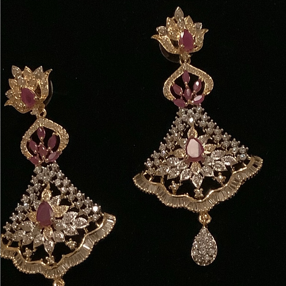Elegant Gold and Purple Drop Earrings